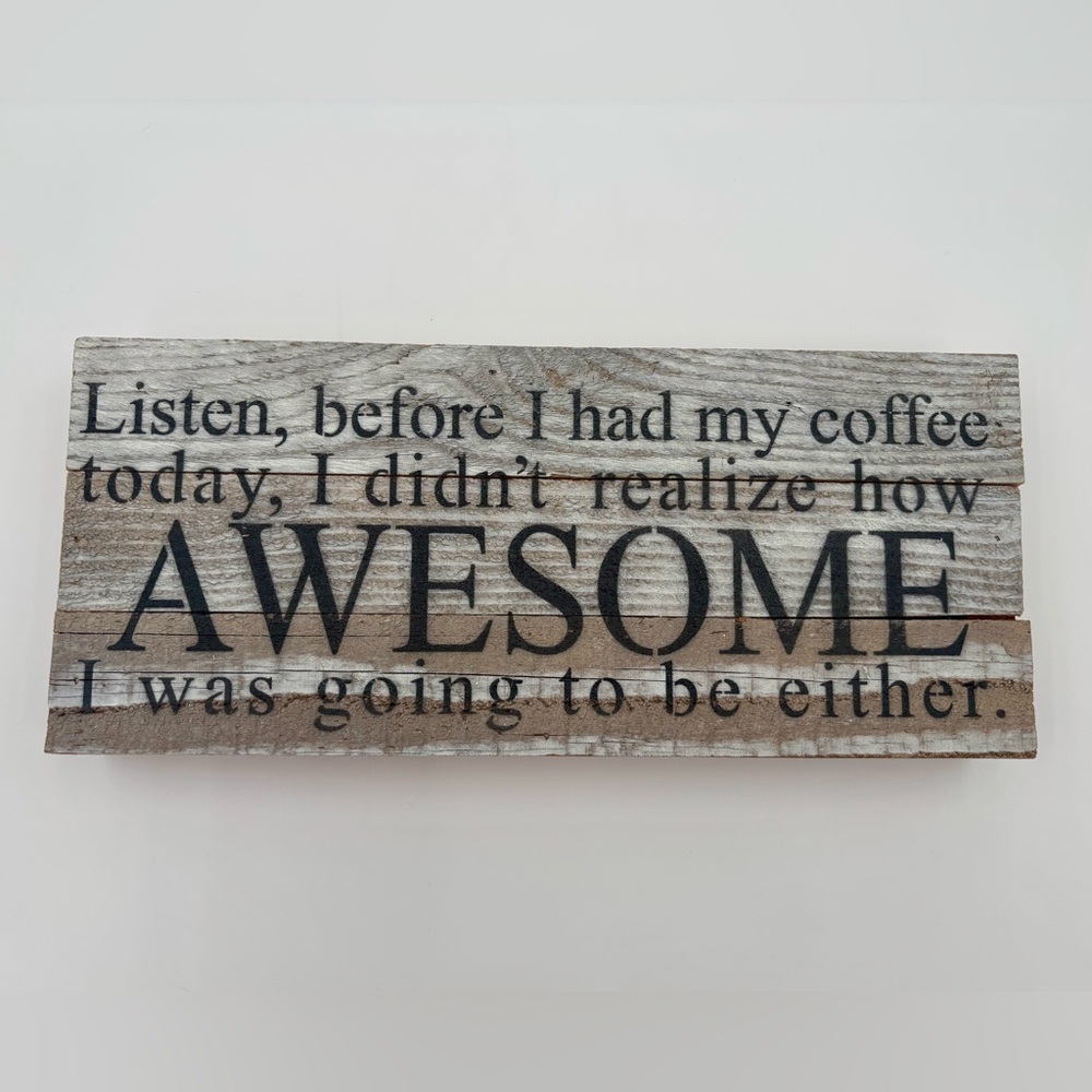 Second Nature by Hand Made Coffee Quote Wood Sign Rustic Kitchen Decor